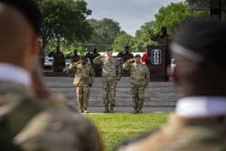 The 3-393 Brigade Engineer Battalion conducts Change of Responsibility ceremony